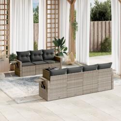 vidaXL Set canapele de grădină cu perne, 8 piese, gri, poliratan (3252267)