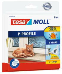 TESA Ajtó- és ablaktömítő szalag, 9 mm x 6 m, TESA tesamoll® P profil, fehér (TE05390F) (05390-00102-00)