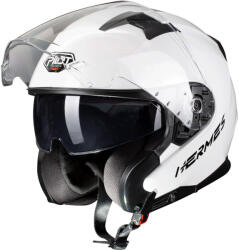 Pilot Hermes SV alb lucios Cască Moto Jet ECE 22.06 1400gr cu Sunvisor PIL000KRA92 (PIL000KRA92)