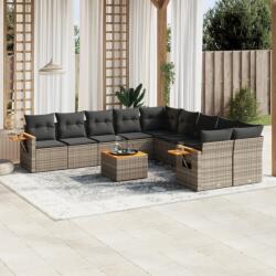 vidaXL 11 részes szürke polyrattan kerti ülőgarnitúra párnákkal (3259603)