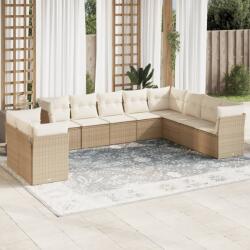 vidaXL 10 részes bézs polyrattan kerti ülőgarnitúra párnával (3217858)