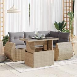 vidaXL 5 részes bézs polyrattan kerti ülőgarnitúra párnákkal (3326630)
