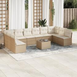 vidaXL 11 részes bézs polyrattan kerti ülőgarnitúra párnákkal (3249937)