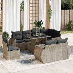 vidaXL 9 részes szürke polyrattan kerti ülőgarnitúra párnákkal (3326661)