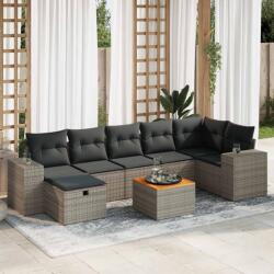 vidaXL 8 részes szürke polyrattan kerti ülőgarnitúra párnákkal (3325882)