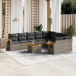 vidaXL 10 részes szürke polyrattan kerti ülőgarnitúra párnákkal (3259554)
