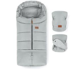 PETITEMARS PETITE&MARS Set sac de iarnă Jibot 3 în 1 + mănuși pentru cărucior Jasie Quiet Grey (AGSVP-F187217)