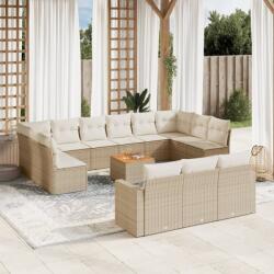 vidaXL 14 részes bézs polyrattan kerti ülőgarnitúra párnával (3256695)