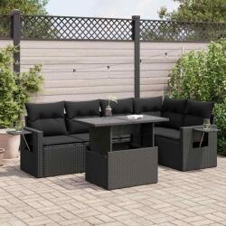 vidaXL 6 részes fekete polyrattan kerti ülőgarnitúra párnákkal (3326476)