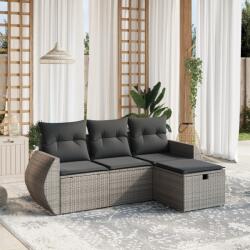 vidaXL 4 részes szürke polyrattan kerti ülőgarnitúra párnákkal (3264066) - vidaxl