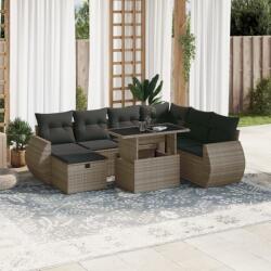 vidaXL 8 részes szürke polyrattan kerti ülőgarnitúra párnákkal (3275160)
