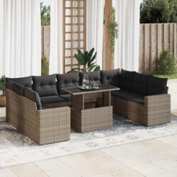 vidaXL 10 részes szürke polyrattan kerti ülőgarnitúra párnákkal (3326381)