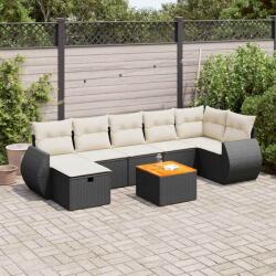 vidaXL 8 részes fekete polyrattan kerti ülőgarnitúra párnákkal (3325850)