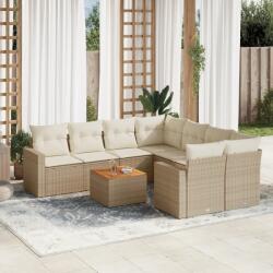 vidaXL 9 részes bézs polyrattan kerti ülőgarnitúra párnákkal (3256380) - vidaxl