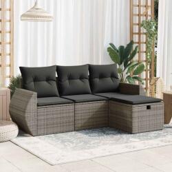 vidaXL 4 részes szürke polyrattan kerti ülőgarnitúra párnákkal (3325556)