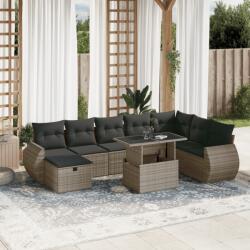 vidaXL 9 részes szürke polyrattan kerti ülőgarnitúra párnákkal (3275190)
