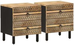 vidaXL 2 db fekete tömör mangófa éjjeliszekrények 40 x 33, 5 x 46 cm (4018627)