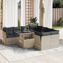 vidaXL 9 részes világosszürke polyrattan kerti ülőgarnitúra párnával (3326133)