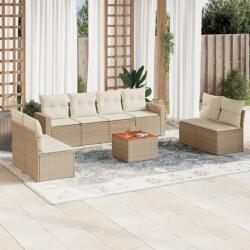 vidaXL 9 részes bézs polyrattan kerti ülőgarnitúra párnákkal (3256415) - vidaxl