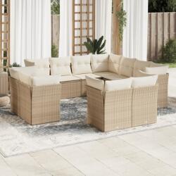 vidaXL 11 részes bézs polyrattan kerti ülőgarnitúra párnákkal (3218508)