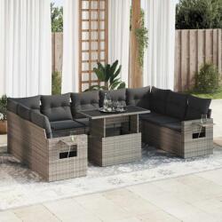 vidaXL 10 részes szürke polyrattan kerti ülőgarnitúra párnákkal (3326541)