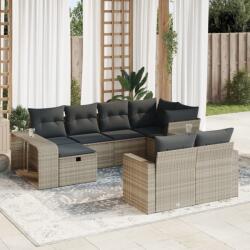 vidaXL 10 részes világosszürke polyrattan kerti ülőgarnitúra párnákkal (3326066)