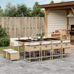 vidaXL 13 részes bézs polyrattan kerti étkezőgarnitúra párnákkal (3211342) - vidaxl