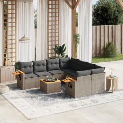 vidaXL 9 részes szürke polyrattan kerti ülőgarnitúra párnákkal (3259071) - vidaxl