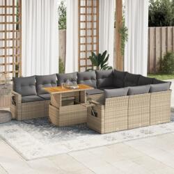 vidaXL 11 részes bézs polyrattan kerti ülőgarnitúra párnákkal (3327202)