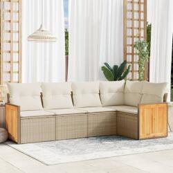 vidaXL 5 részes bézs polyrattan kerti ülőgarnitúra párnákkal (3227626)