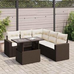 vidaXL 6 részes barna polyrattan kerti ülőgarnitúra párnával (3326324)