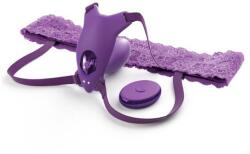 Pipedream Fantasy For Her Ultimate G-Spot Butterfly Strap-On - szilikon, akkus, távirányítós, G-pontos, csiklóizgatós mini vibrátor bugyival - 10 cm (lila)