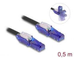 Delock Cablu de retea RJ45 Cat. 6 UTP conectori in unghi 180 grade 0.5m Negru, Delock 80925 (80925)