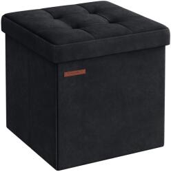 SONGMICS Bársony tárolópad, összecsukható tárolódoboz, fekete, 38 x 38 x 38 cm (LSF227B01)