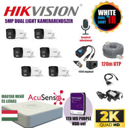  Hikvision 5Mp DUAL LIGHT Szereld Magad Csomag 6 kamerával és RJ45 balunnal!