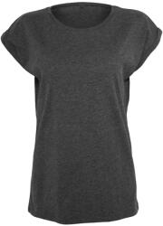 Build Your Brand Laza női póló felhajtott ujjakkal - Sötétszürke melírozott | 3XL (BY021-1000228141)