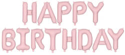 Partydeco Happy Birthday felirat, Rózsaszín 16" fólia betűk, csak csak levegővel tölthető (LUFI538627)