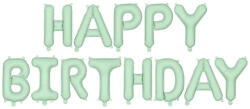 Partydeco Happy Birthday felirat, világoszöld 16" fólia betűk, csak csak levegővel tölthető (LUFI588700)