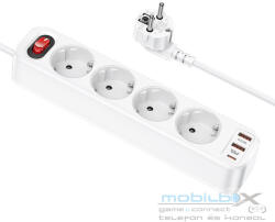 hoco. power strip 4-bit extension cable socket + 2 x USB A + Type C PD QC 3A 20W NS1 white