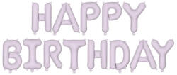 Partydeco Happy Birthday felirat, világoslila 16" fólia betűk, csak csak levegővel tölthető (LUFI757515)