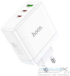 hoco. wall charger 2 x Type C + USB A QC PD 65W GaN N30 white