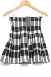 RohBoutique Fusta scurta plisata in carouri, Negru Roh FR547