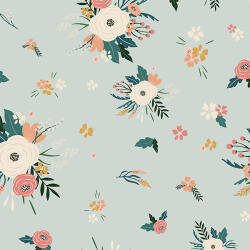 Takoy Dizájnos műbőr virágok menta alapon
