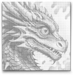  PontPöttyöző - Sárkány piros és kék árnyalatokban Méret: 50x50cm, Keretezés: Kerek keret, Szín: Piros