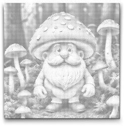  PontPöttyöző - Gomba nagypapa Méret: 50x50cm, Keretezés: Kerek keret, Szín: Piros