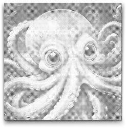  PontPöttyöző - Polip rózsaszín árnyalatokban Méret: 50x50cm, Keretezés: Kartonlemezen, Szín: Zöld