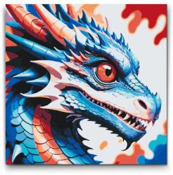  Festés számok szerint - Sárkány piros és kék árnyalatokban Méret: 50x50cm, Keretezés: Keret nélkül (csak a vászon)