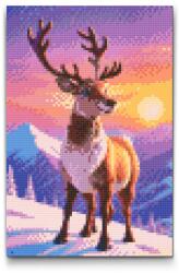  Gyémántszemes kirakó - Szarvas a havas hegyekben Méret: 40x60cm, Keretezés: Keret nélkül (csak a vászon), Gyémántok: Kerek