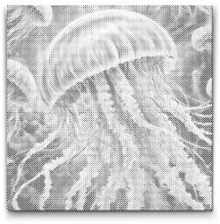  PontPöttyöző - Medúza tompa zöld árnyalatokban Méret: 50x50cm, Keretezés: Műanyagtáblával, Szín: Fekete