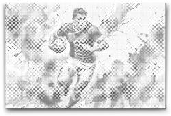  PontPöttyöző - Rögbi játékos Méret: 40x60cm, Keretezés: Műanyagtáblával, Szín: Kék